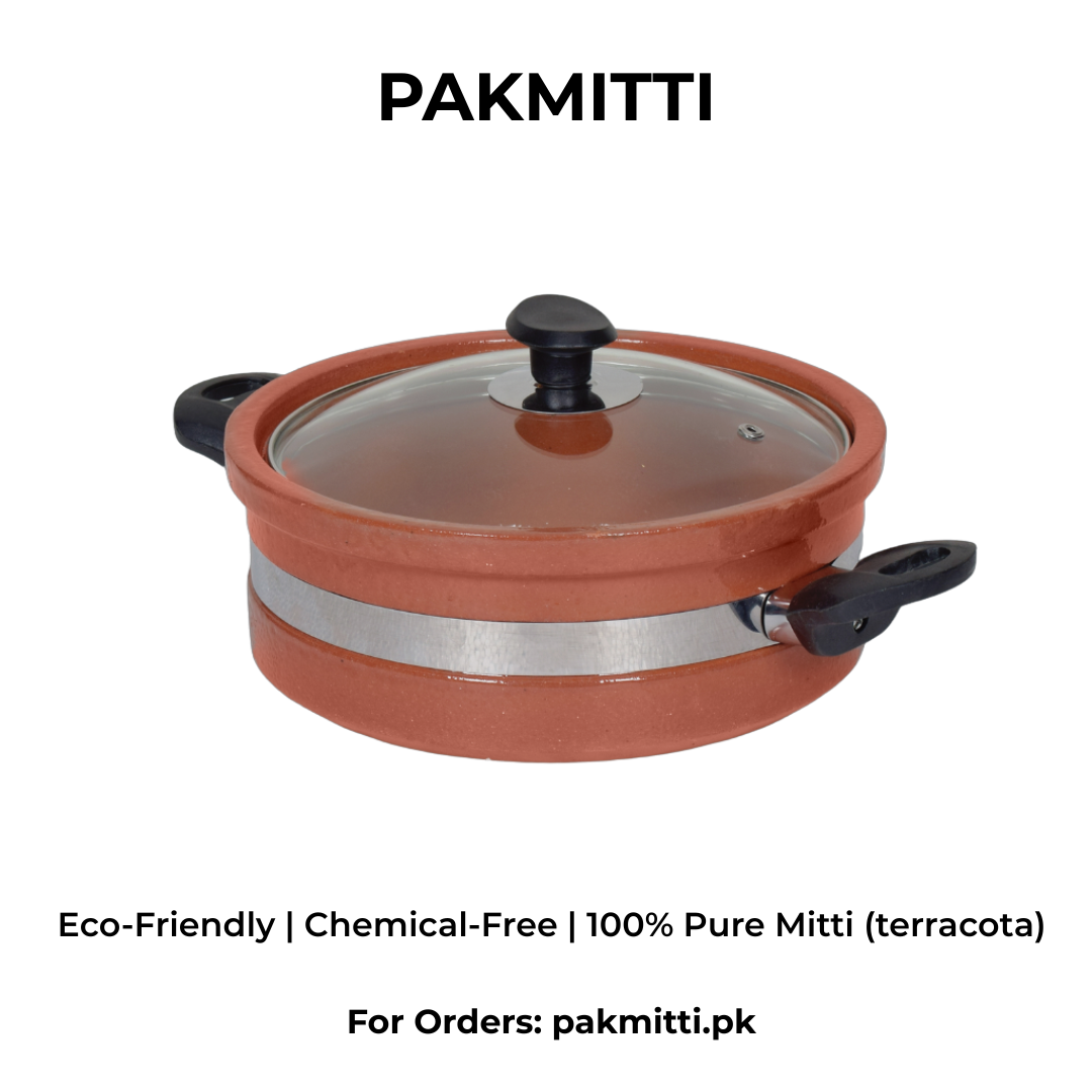 Flat Glazed Clay Karahi Wok